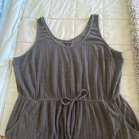 City Chic 24W Plus Size Grey Ella sleep pajama jumpsuit - Picture 7 of 7